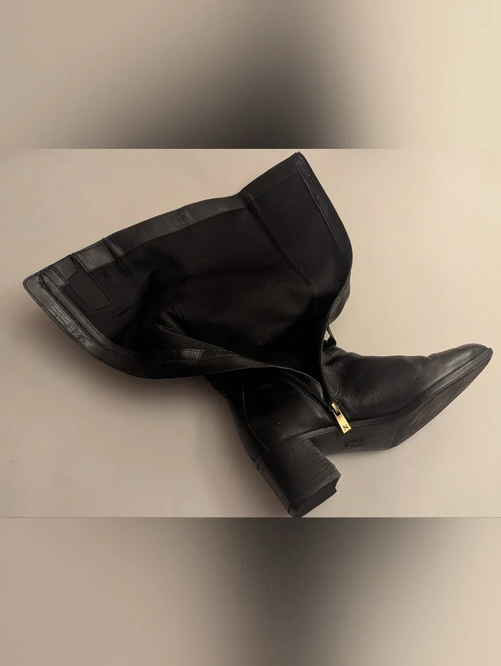 Naturalizer Sterling Women's Leather Black Wide Calf Knee-High Boots. Size 9.5W